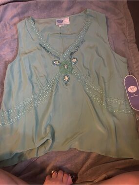 Vintage Diane Gilman silk, hand beaded blouse